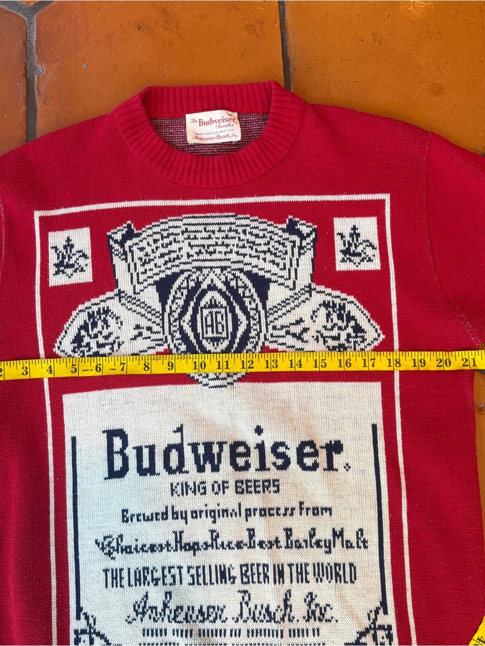 Budweiser Vintage 70s Knit Sweater Novelty Adult M Made In USA Beer Americana - Picture 5 of 6